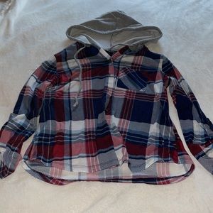 Women's hoodie Button-up Flannel Shirt